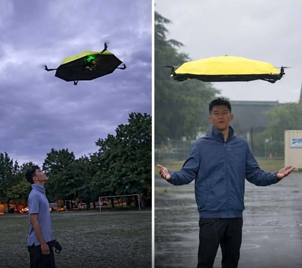 လက်နဲ့ကိုင်စရာမလိုဘဲ နောက်ကနေ အလိုအလျောက်လိုက်ပါမယ့် ထီးပျံ